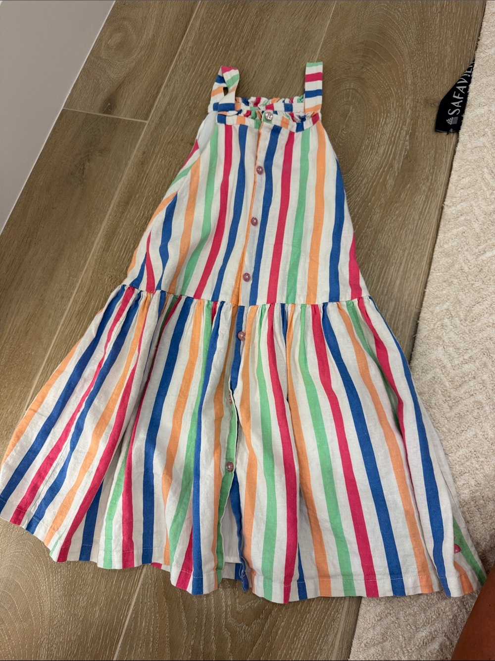 Joules Multicolor Striped Skirt Dress - Blue, Pink, Green, Orange, Yellow, White